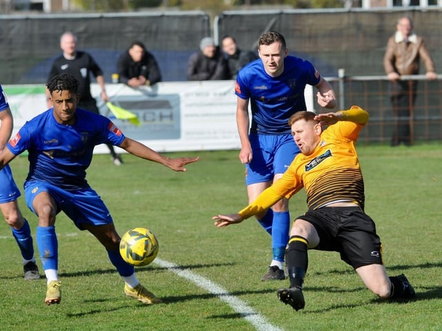 Action from Littlehampton Town's 1-1 draw with Lancing in theIsthmian south east division at The Sportsfield