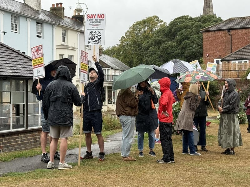 Demonstrators on Hurstpierpoint village green. Picture: Tony Ramirez