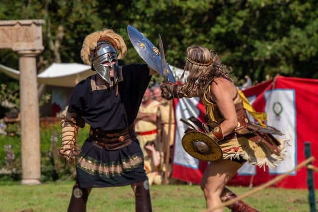 Gladiators battle it out at Fishbourne Roman Palace