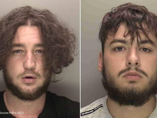 Two drug dealers involved in an hour-long pursuit have been sentenced for dangerous driving, Sussex Police have confirmed. Patrick McCabe, 28, was the driver of a Volkswagen Golf with passenger Ronnie Beckett, 19. Sussex Police said he was at a car wash at Copthorne when he saw police officers and drove away at high speed. Officers from the Specialist Enforcement Unit were on patrol in the area as part of an operation to disrupt criminals using the road network. During the course of the pursuit, police said McCabe, who was already a disqualified driver, was seen reaching high speeds. Sussex Police said the vehicle he drove was using cloned plates, which he had tried to remove to avoid detection by police. Police said he completed dangerous overtaking, went through red lights and went the wrong way around a roundabout. But he was tracked by the National Police Air Service helicopter as well as officers from the Tactical Firearms Unit and Crawley Response who had come to assist colleagues. Sussex Police said they were located and arrested in a housing estate in Horley, and following an investigation by Crawley CID, were charged. At Lewes Crown Court on October 6, McCabe admitted dangerous driving, possession of class B drugs with intent to supply, driving while disqualified and driving without valid insurance. Beckett admitted possession of class B drugs with intent to supply, breach of a suspended sentence order, and failing to provide a specimen for analysis. The court was told how the incident happened on July 12 this year. Police said McCabe’s driving was so dangerous that he only narrowly avoided head-on collisions with other vehicles. Other motorists had to take evasive action including an emergency stop to prevent a collision, Sussex Police added. Police said McCabe, of no fixed address, and Beckett, of Stoneycroft Walk, Ifield, then tried to run from the vehicle. Footage showed them trying to hide from the police before then trying to evade capture through people’s gardens, but they were both