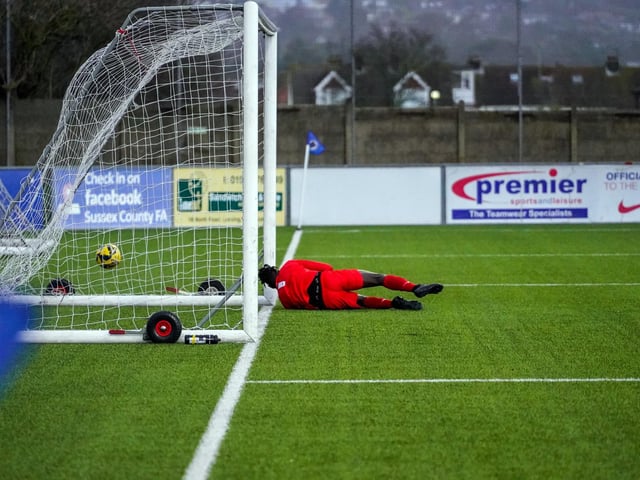 Action from Haywards Heath Town's 3-2 Isthmian south east division win at Lancing