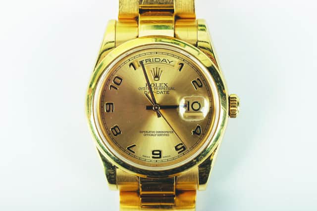 A 2001 Rolex Oyster Perpetual Day-Date 18ct gold cased gentleman's bracelet wristwatch.