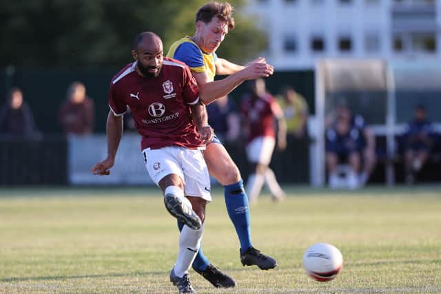 Dom Vose in the thick of it in Hastings' win at Eastbourne Town | Scott White