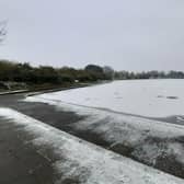 Eastbourne lake has frozen over - sparking a warning from the local authority. Photo: Eastbourne Borough Council