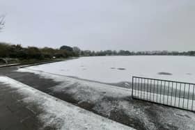 Eastbourne lake has frozen over - sparking a warning from the local authority. Photo: Eastbourne Borough Council