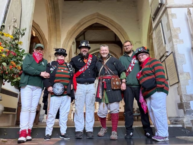 Gav Collins with members of Rye Bonfire Society. Pics Kt Bruce