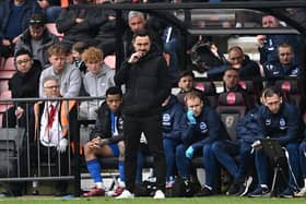 Roberto De Zerbi, Manager of Brighton & Hove Albion, looks on during the painful Premier League match at AFC Bournemouth