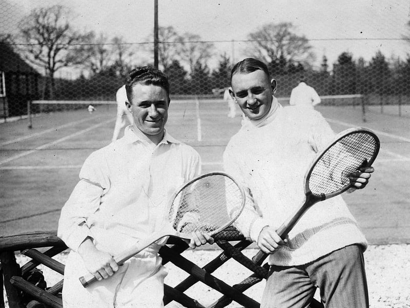 Two members of the Australian cricket team on tennis courts at Ifield Golf Club near Crawley on 27th April 1930.