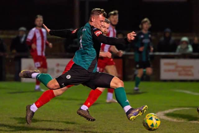 The Hillians attack in their Sussex Senior Cup tie with Steyning | Picture: Chris Neal