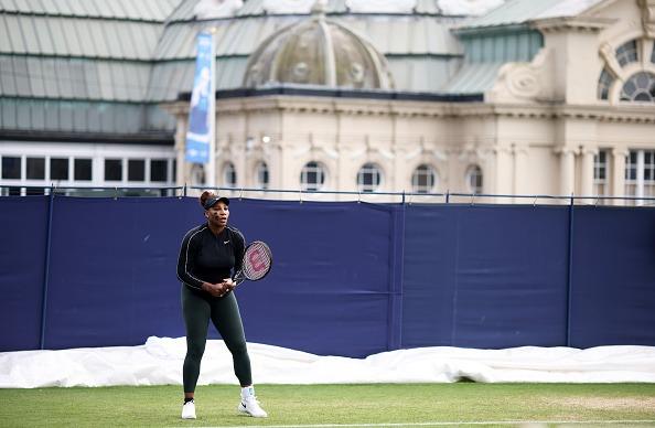 23-times Grand Slam champion Serena Williams in action on the practice courts at Devonshire Park