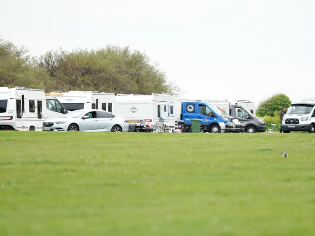 Photos, taken around 1pm on Tuesday, April 21, showed that a camp was still at the site.