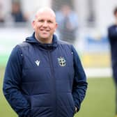 SUTTON, ENGLAND - JANUARY 22: Sutton United manager Matt Gray looks on prior to  the Sky Bet League Two match between Sutton United and Northampton Town at Gander Green Lane on January 22, 2022 in Sutton, England. (Photo by Pete Norton/Getty Images)