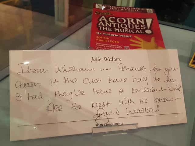 A note from Julie Walters for Acorn Antiques The Musical in 2016