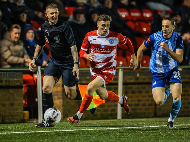 Action from Eastbourne Borough's home defeat by Torquay United in National League South
