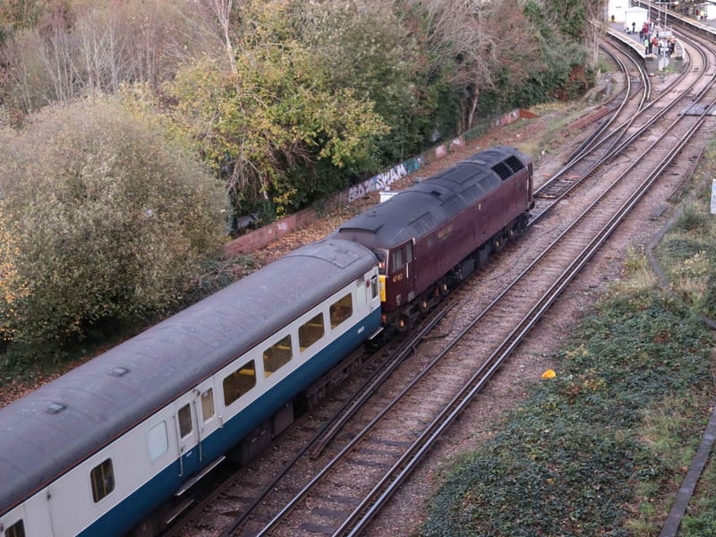 West Coast Railways' Class 47 812, a diesel-electric locomotive developed in the 1960s by Brush Traction, pulling the Christmas Sussex Belle into Hastings on November 19 2025. Pic by Kevin Boorman.