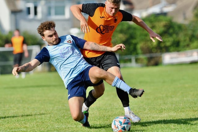 Action from Mile Oak's 3-1 win over Oakwood in the SCFL Division 1