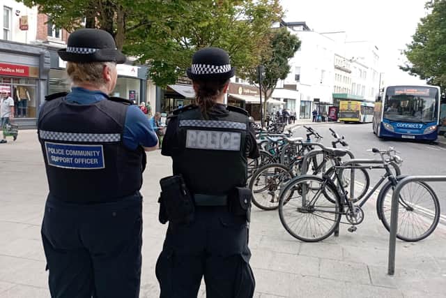 Sussex Police officers on patrol in Worthing