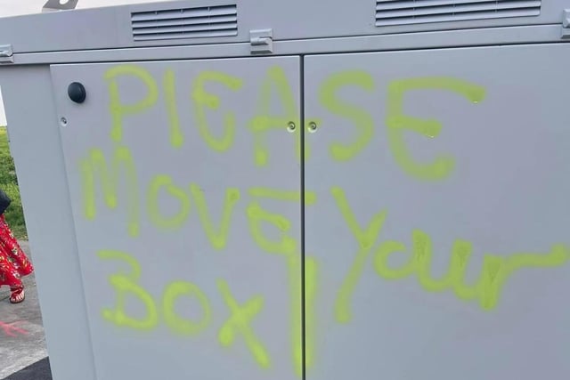 The box was daubed with graffiti