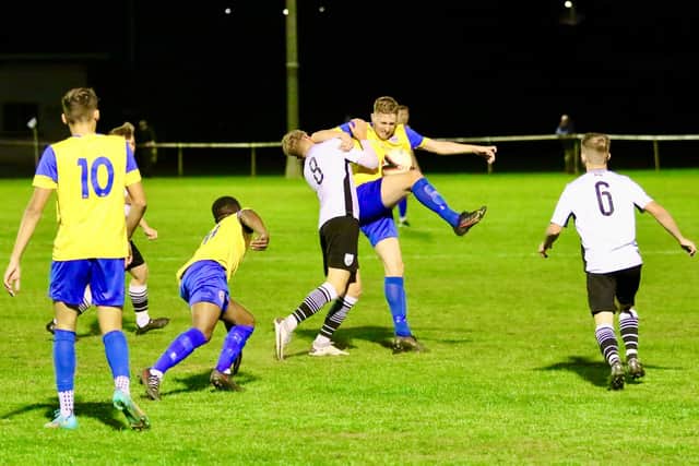 Eastbourne Town in recent action v Bexhill - this weekend they take on Egham in the FA Vase | Picture: Joe Knight