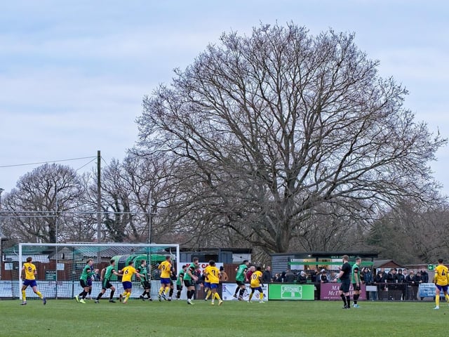 Images from Burgess Hill Town v Lancing, which finished 4-4 in an Isthmian south east thriller