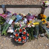 Flowers and messages at Shoreham Lifeboat Station car park on Thursday, August 20. Photo: Eddie Mitchell