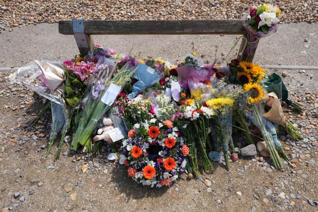 Flowers and messages at Shoreham Lifeboat Station car park on Thursday, August 20. Photo: Eddie Mitchell