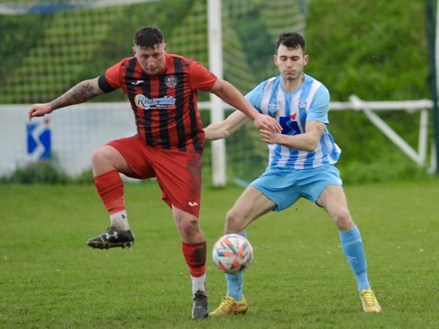 Action from Worthing United's 2-2 draw with Wick in the SCFL Division 1