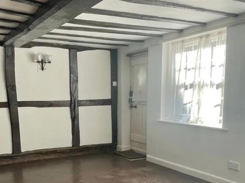 The house has wooden beams
