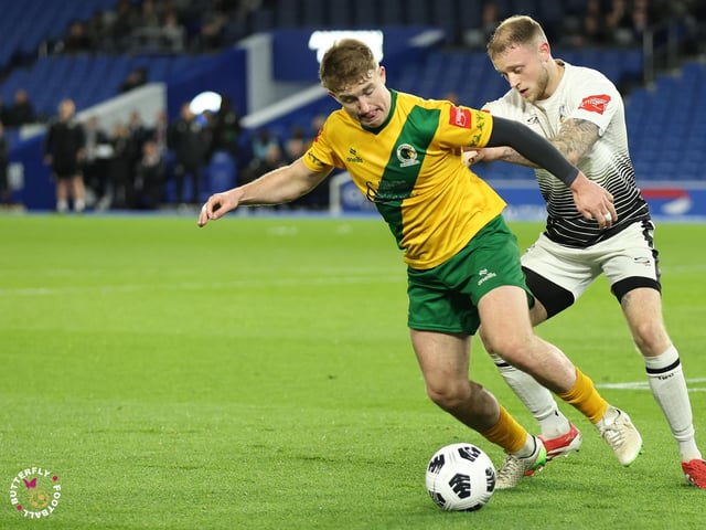 James Hammond’s majestic 95th minute free-kick clinched Horsham FC’s first league and Sussex Transport Senior Cup double in the club’s history.