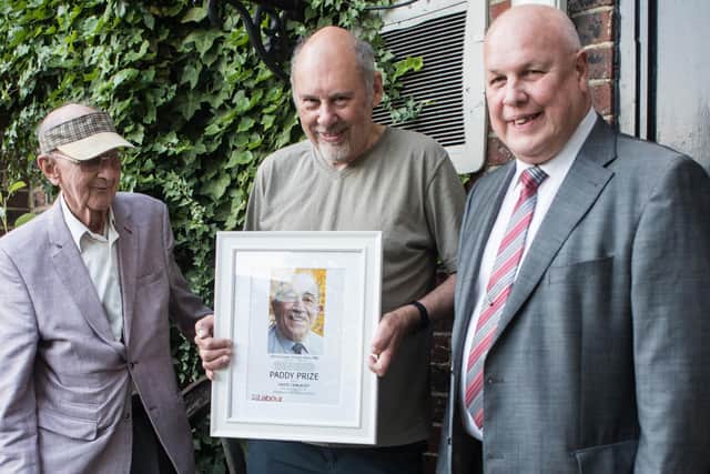 Three recipients of the Paddy Prize at the Top House: from left to right, Philip Parkhurst, David Chalkley, and Richard Goddard (Photo by Melvyn Walmsley)