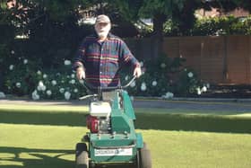Vince Ruttledge spiking the green at Worthing Pavilion Bowling Club