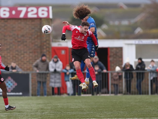 Action from Worthing's 2-0 National South win at Eastbourne Borough