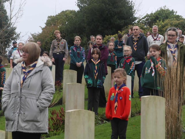 Planting of the crosses ceremony of remembrance at the Commonwealth war graves at Hastings cemetery. Photo by Roberts Photographic.