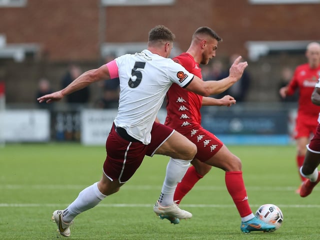 Action from Worthing FC's 3-1 home defeat to Chelmsford in the National League South at Woodside Road