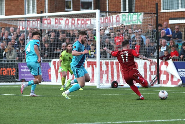 Action from Worthing FC's vital National League South win at home to Braintree