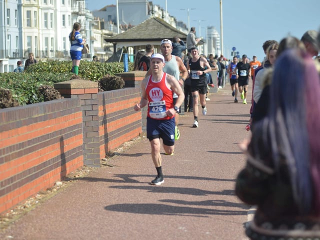 Images from the finish area at the 2026 Hastings Half Marathon
