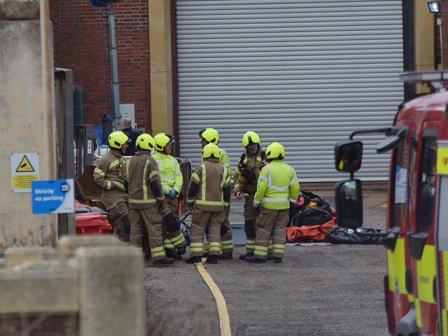 The fire service by the wastewater treatment works in Eastbourne. Picture from Sussex news and pictures