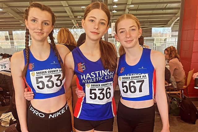 Lily Clements, Katie Cole and Olivia Henham of Hastings AC | Picture: Contributed