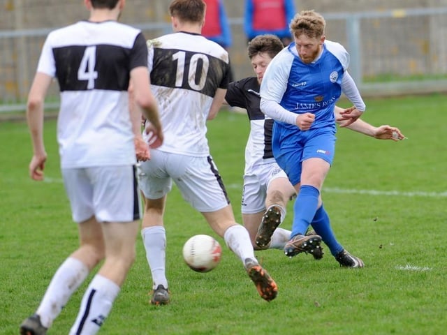 Action from Shoreham's 1-0 win over East Preston at Middle Road in division one of the SCFL
