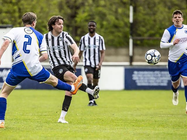 Action between Peacehaven & Telscombe and Haywards Heath Town in the final SCFL premier game of the 23-24 season