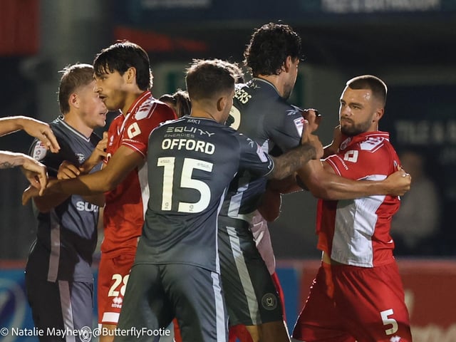 Crawley Town drew 1-1 with MK Dons at the Broadfield Stadium - here are fans, actions and goal celebrations