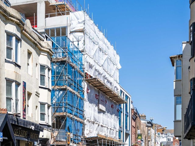 A ceremony was held to mark a construction milestone at a new Premier Inn hotel in Brighton