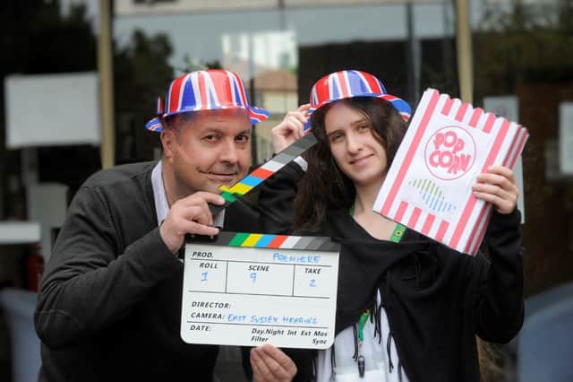 Picture shows, East Sussex Hearing staff Mark Oulton & Amber Matheson getting ready for the Crowning Silence film premiere.