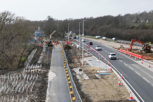 The new roundabout on the A27 between Shoreham and Lancing is taking shape