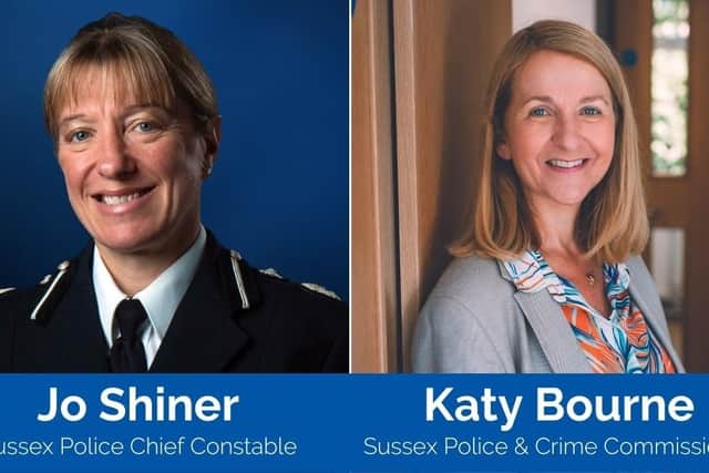 Chief Constable Jo Shiner and Police & Crime Commissioner Katy Bourne. Image: Sussex Police