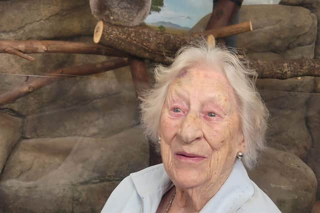 Stella Collister, a resident at Colten Care’s Wellington Grange in Chichester, meets the koalas