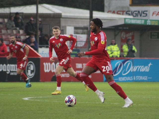 Action from Crawley Town's win over Swindon Town in Matthew Etherington's first game in charge. Picture by Cory Pickford