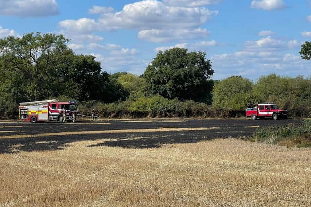 More than seven acres of straw were destroyed in the blaze in a field in Henfield