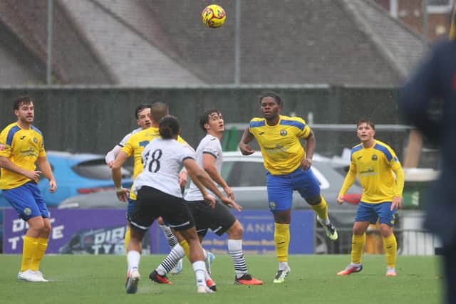 Gosport Borough v Chichester City FA Trophy action at Privett Park | Picture: Chris Moorhouse