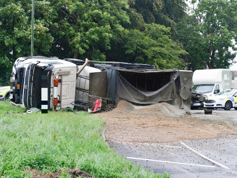 West Sussex Fire & Rescue Service said they were called at 8.12am on Thursday, July 27, to reports of a road traffic collision involving a heavy goods vehicle on the A24 southbound at Findon